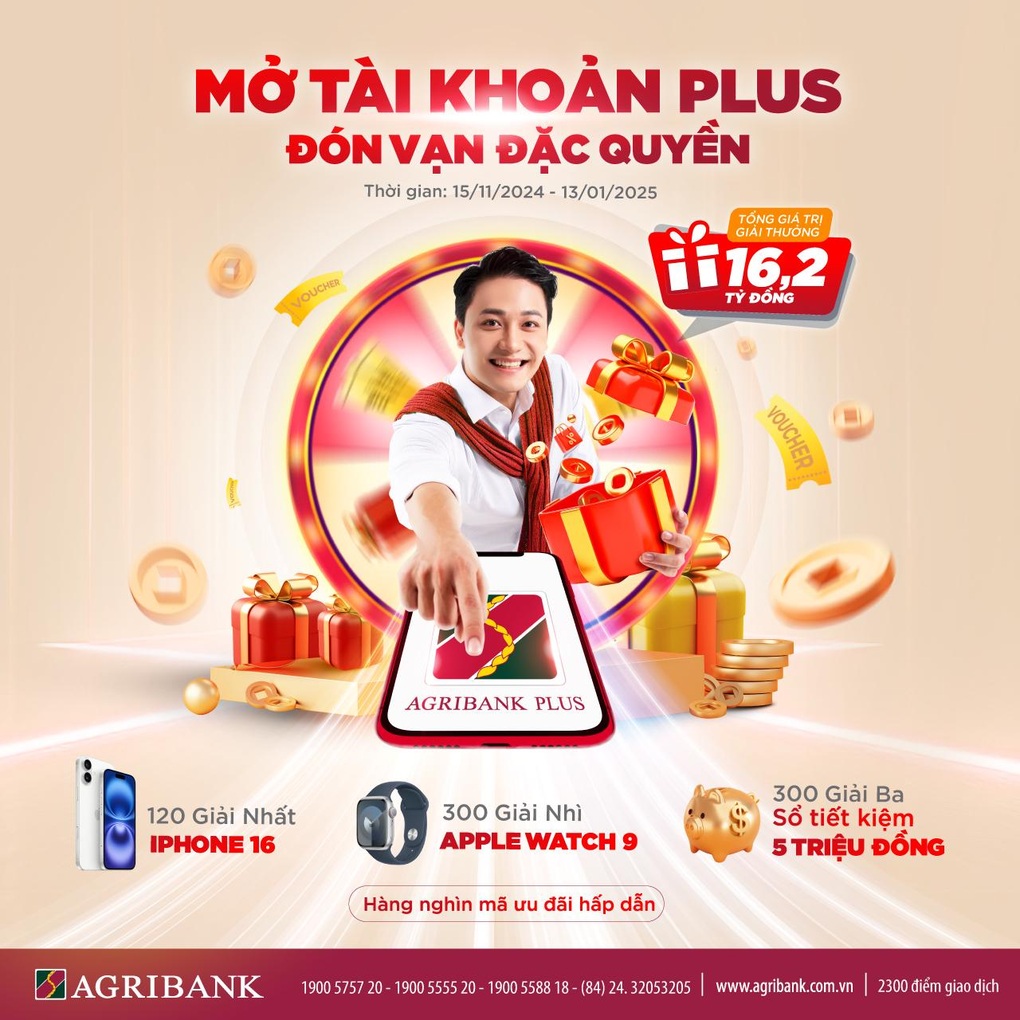 Cơ hội sở hữu iPhone 16 khi mở tài khoản Plus trên Agribank Plus - 1